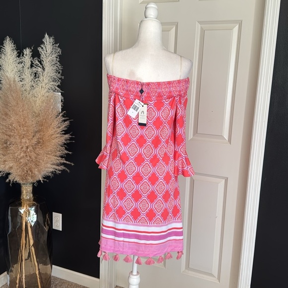 NWT CABANA LIFE Cora Geo Women's Off the Shoulder Dress size Medium - Picture 6 of 13